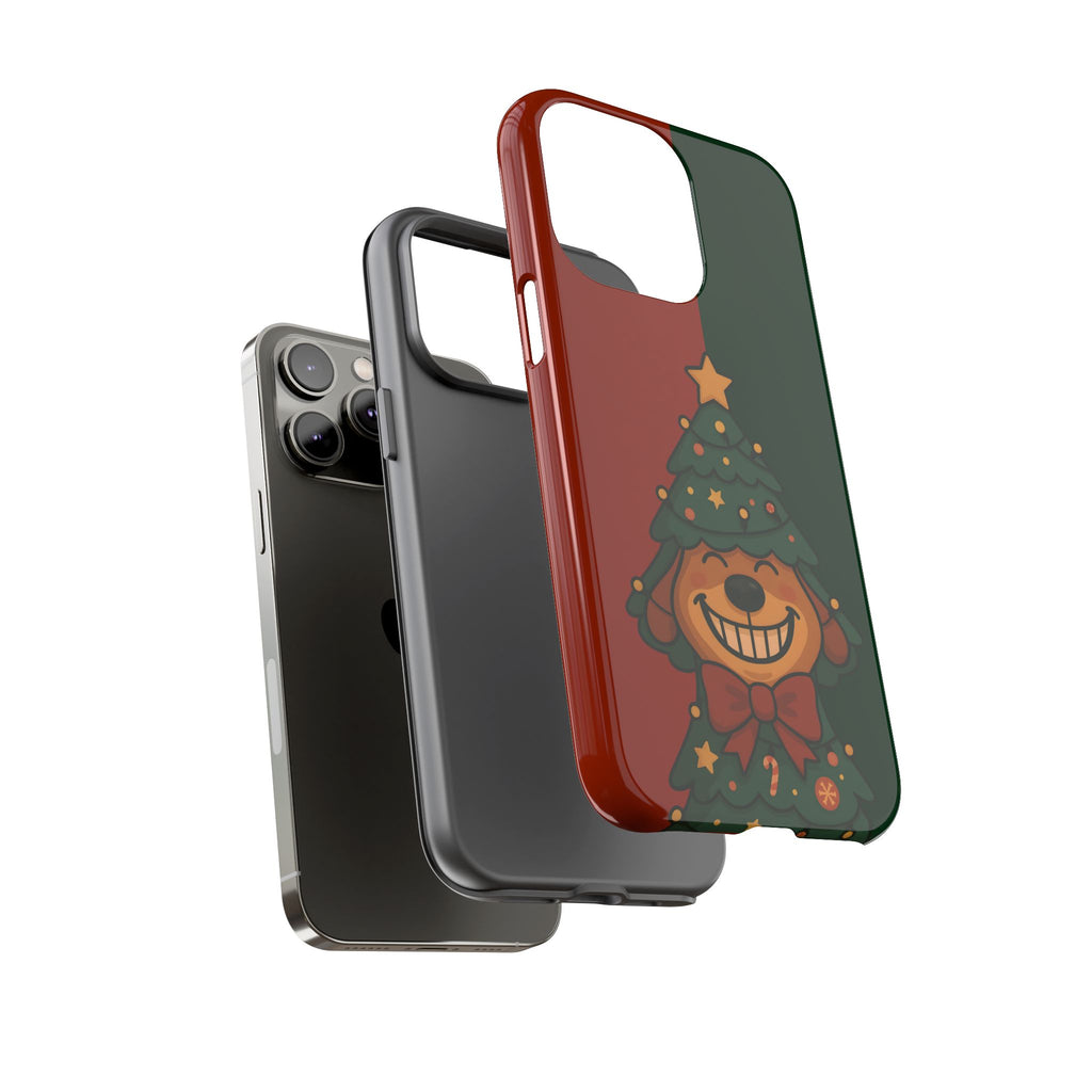 Tough Phone case with a Christmas Tree Puppy Outfit