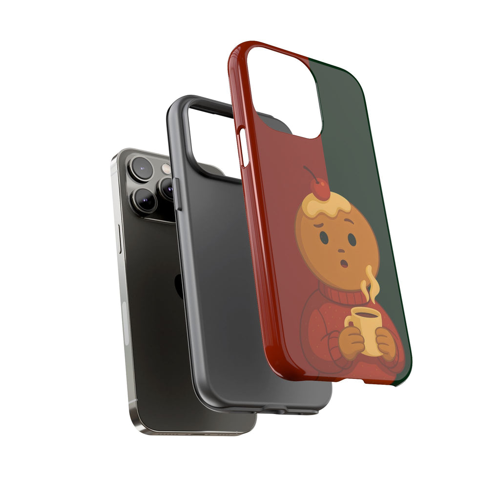 Christmas Tough Phone case with a Cookie Boy holding a cup