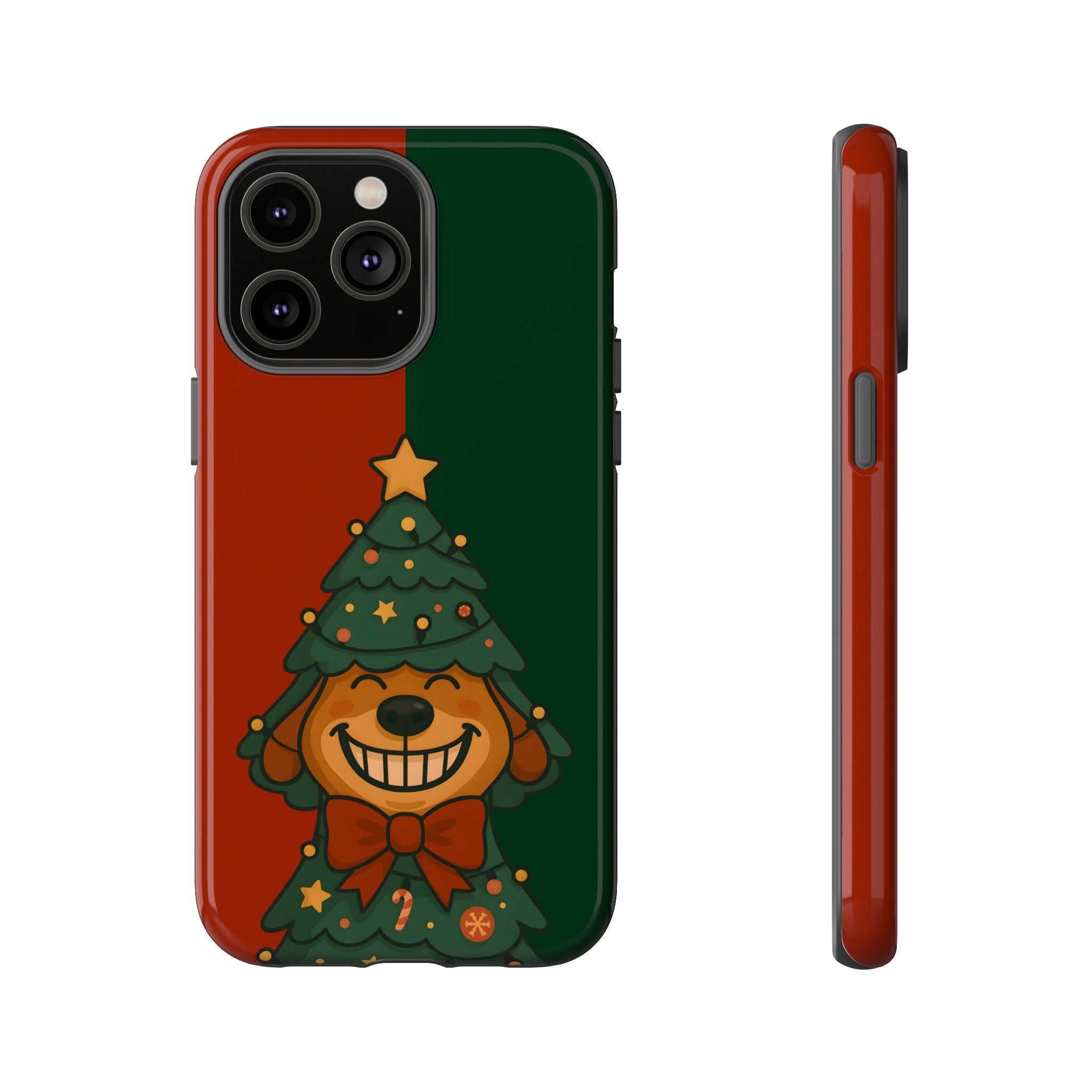 Tough Phone case with a Christmas Tree Puppy Outfit