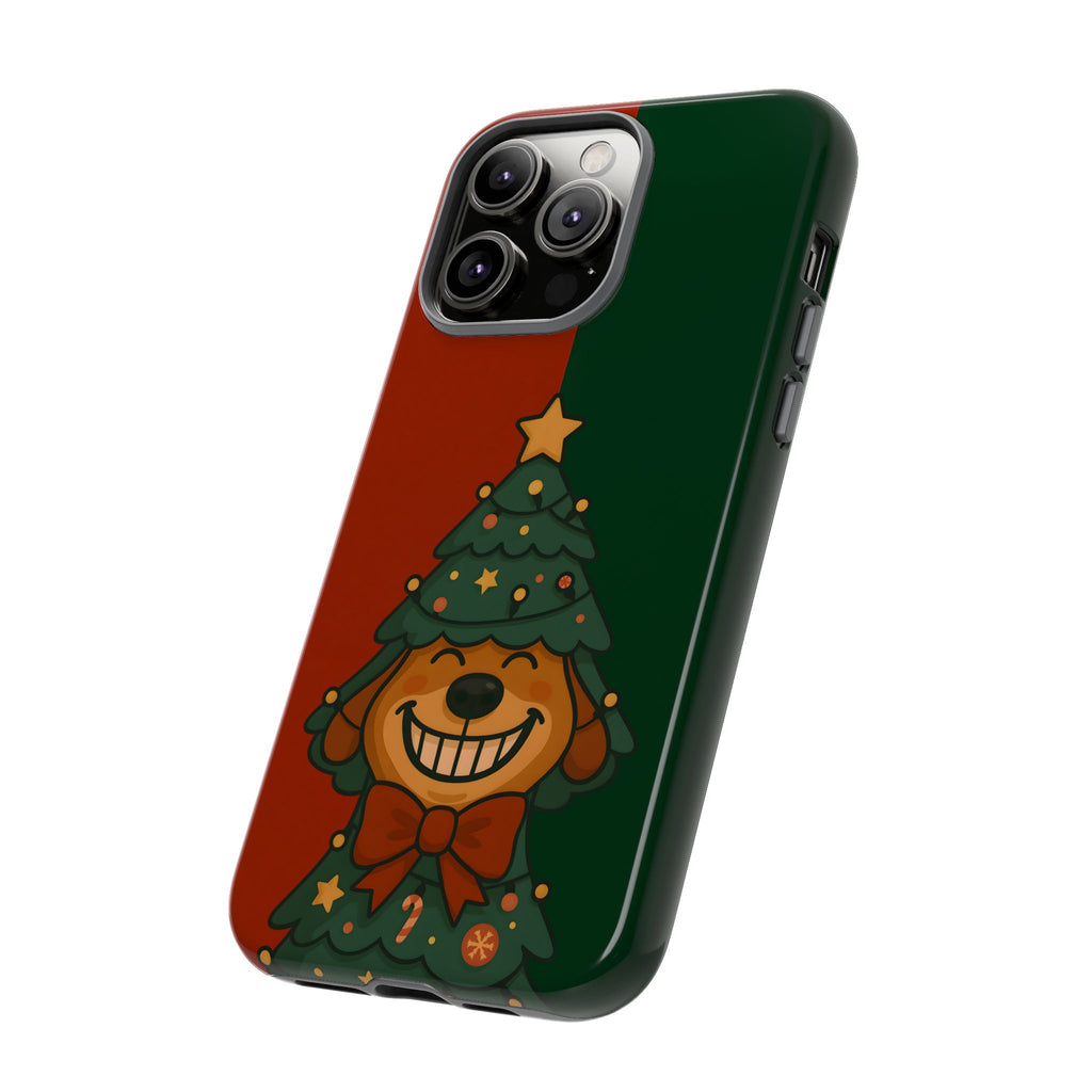 Tough Phone case with a Christmas Tree Puppy Outfit