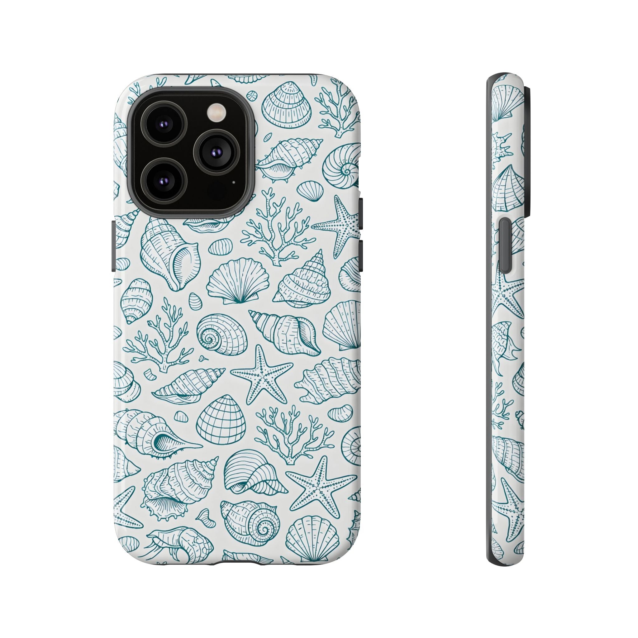 Coastal Seashell Tough Phone Case — Transformative Teal Shockproof iPhone Cover