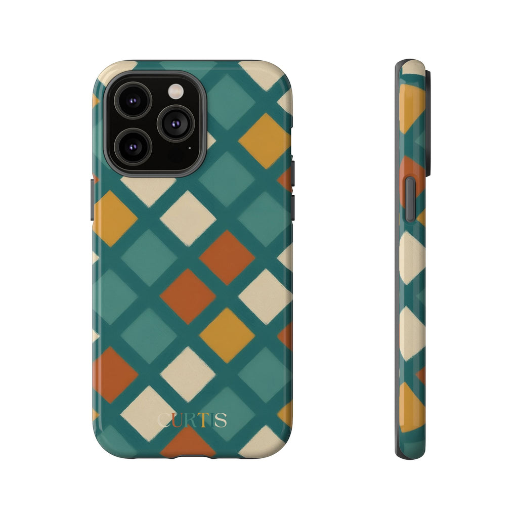 Diamond Harmony Tough Phone Case — Teal Dream Collection Shockproof iPhone Cover