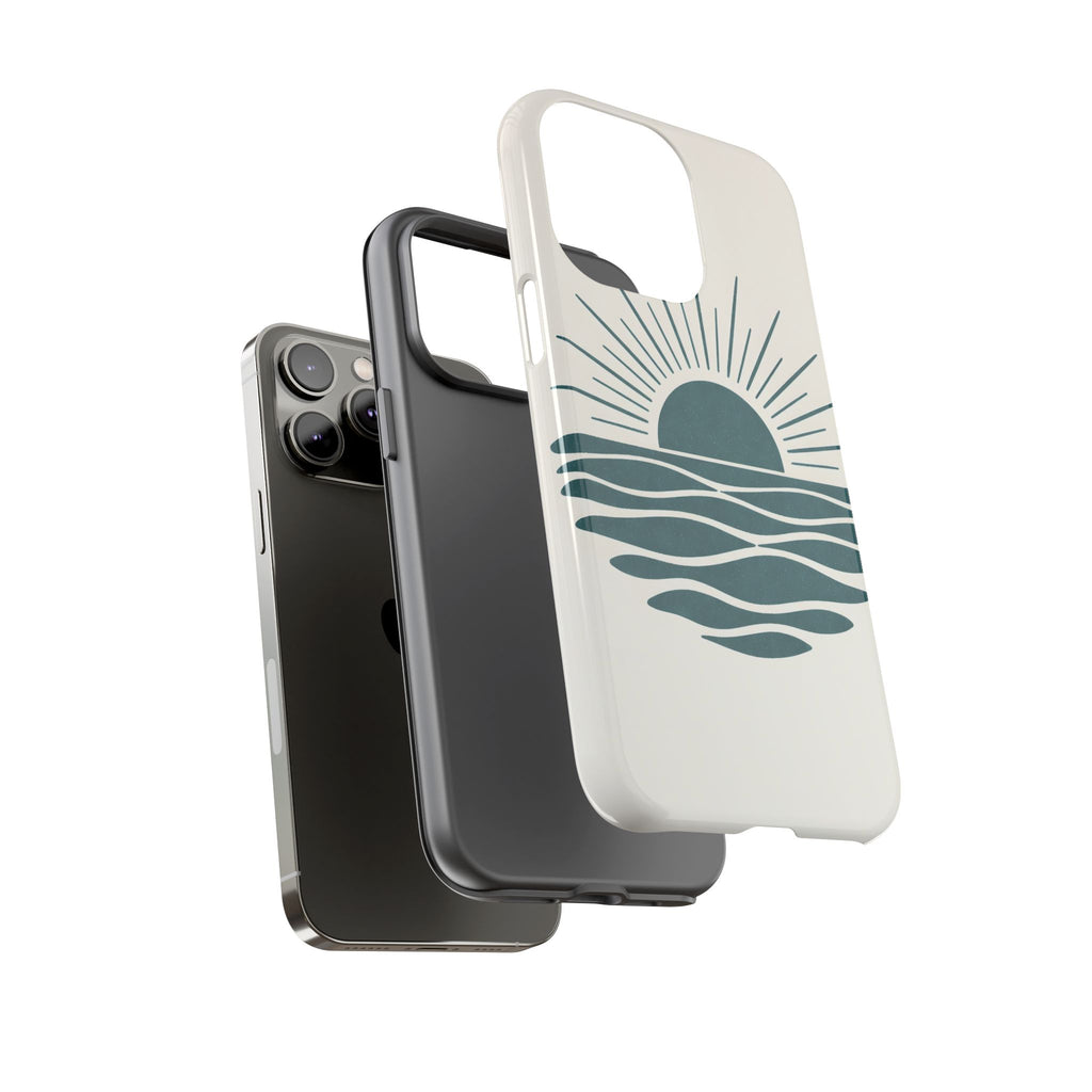 Ocean Sunset Tough Phone Case — Transformative Teal Shockproof iPhone Cover