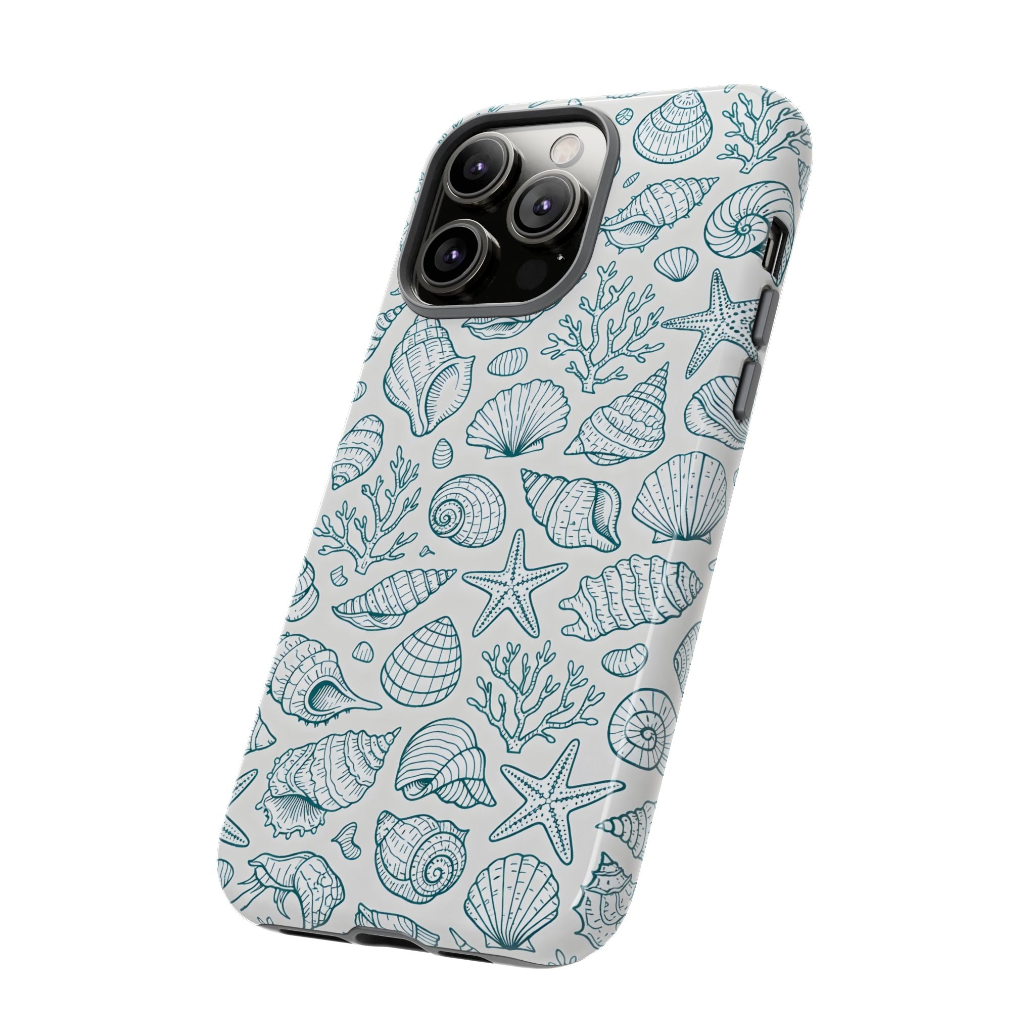 Coastal Seashell Tough Phone Case — Transformative Teal Shockproof iPhone Cover