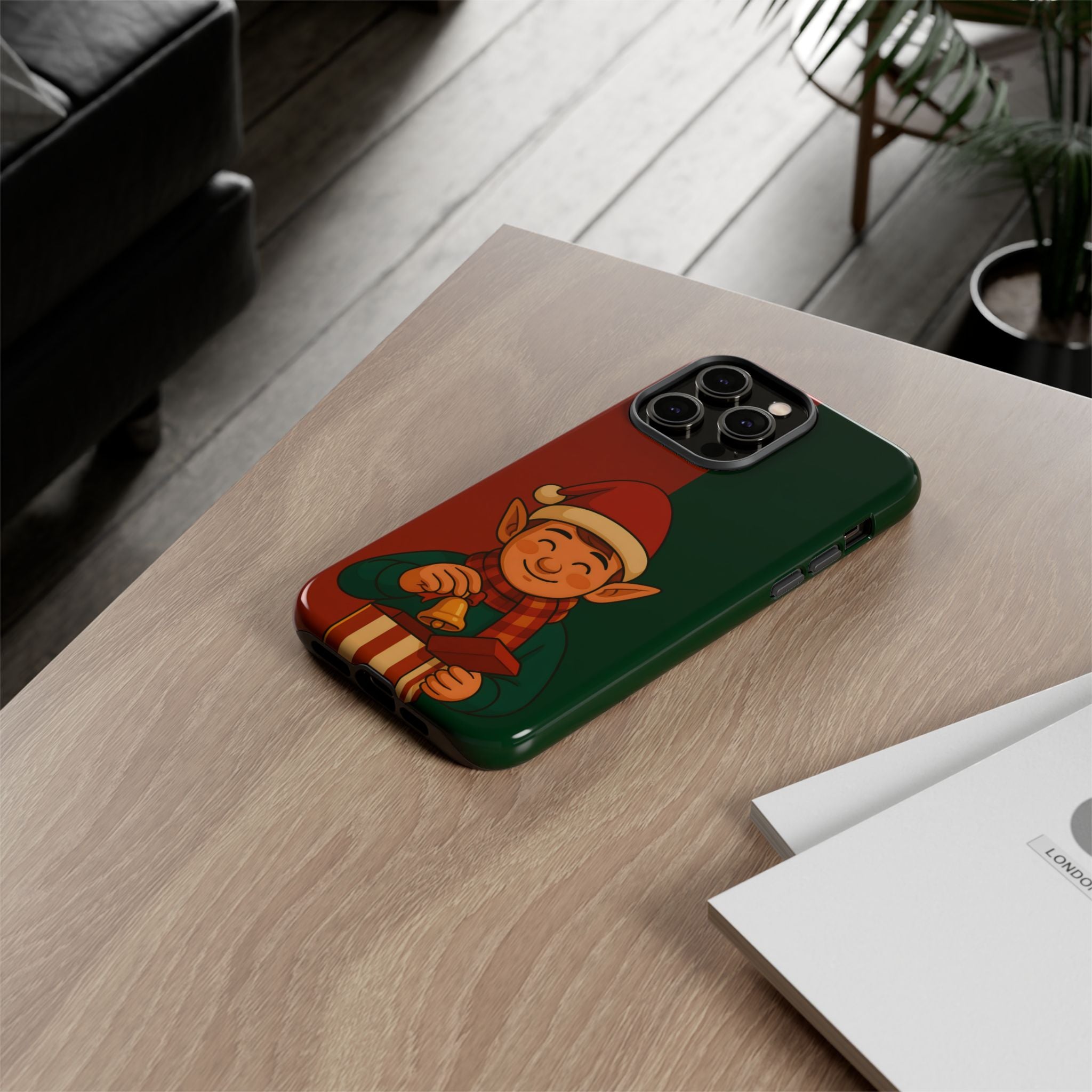 Christmas Tough Phone case with a cartoon elf design